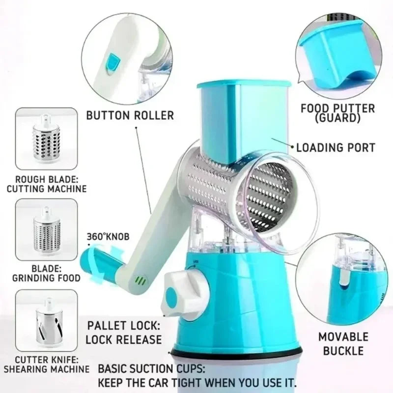 3 in 1 Rotary Cheese Grater Vegetable Slicer