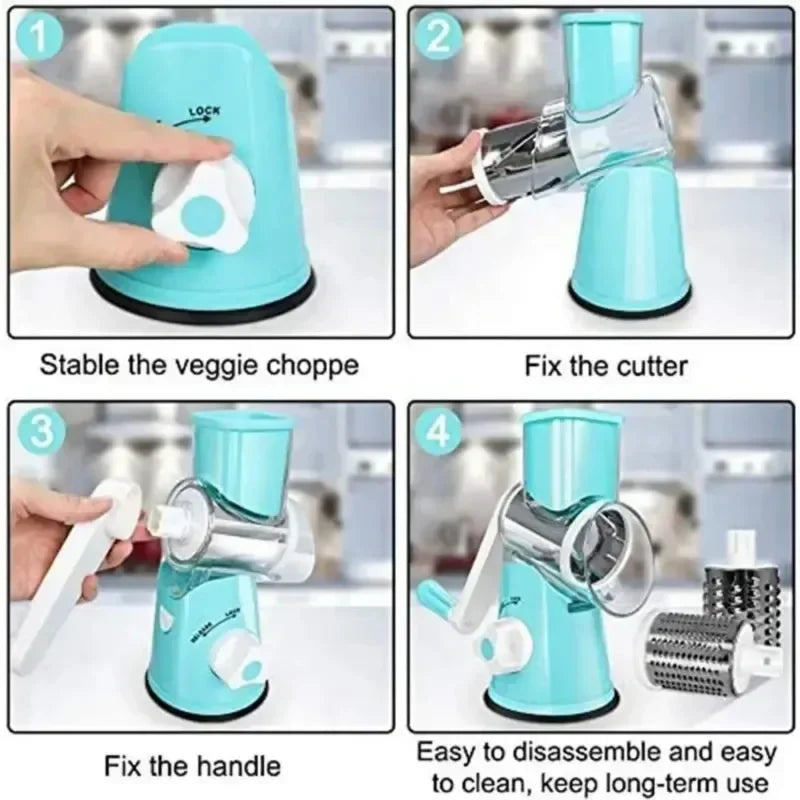 3 in 1 Rotary Cheese Grater Vegetable Slicer